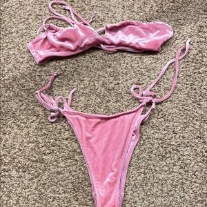 Pink Velvet Bikini Set
